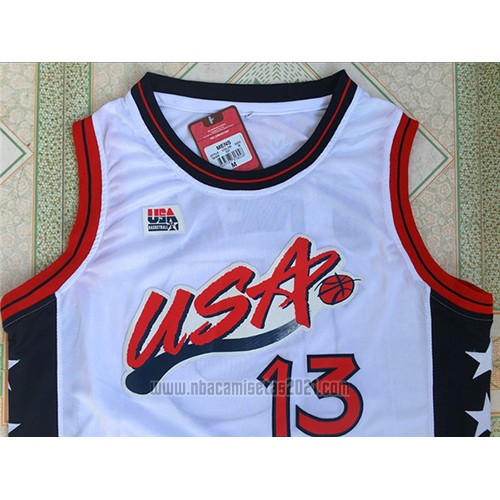 Camiseta USA 1996 Shaquille O'Neal #13 Blanco